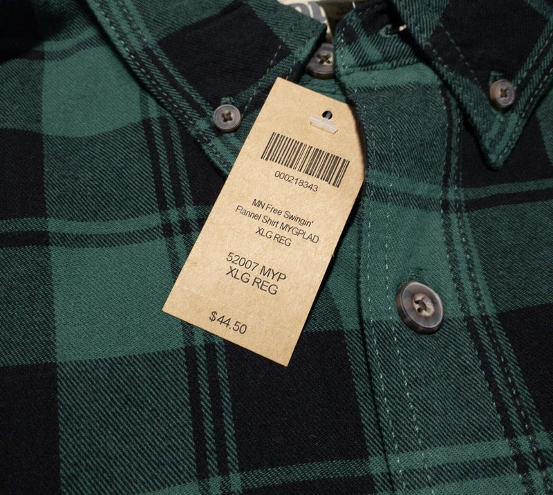 Duluth Trading Flannel Shirt XL Men Free Swingin Jameson Green Plaid Long Sleeve