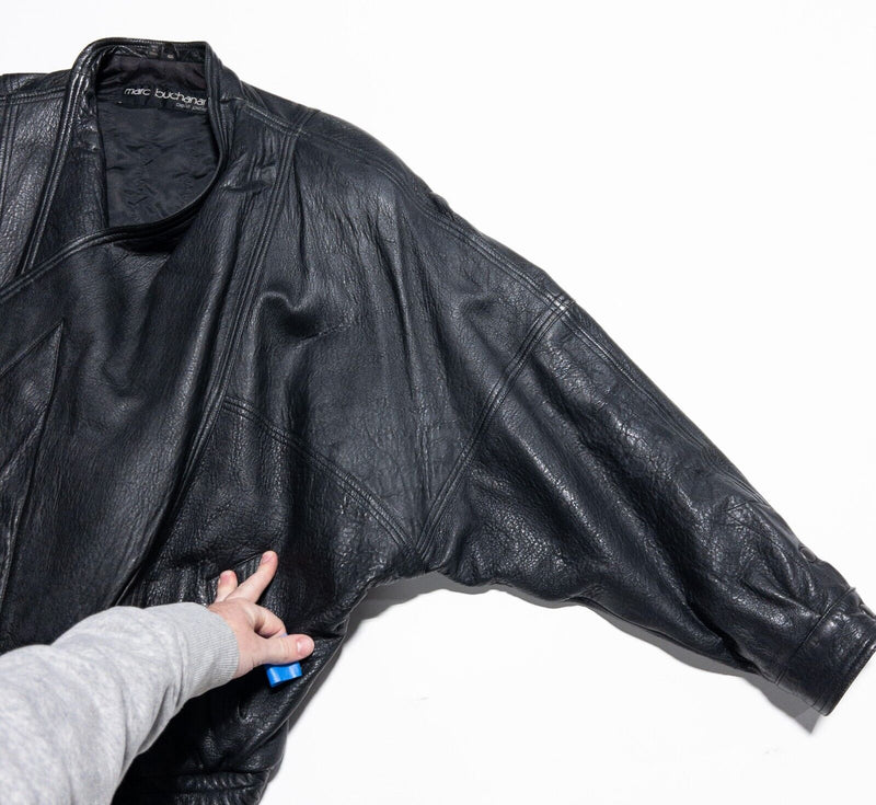 Marc Buchanan Pelle Pelle Leather Jacket Men's 46 Black Vintage 90s Moto Biker