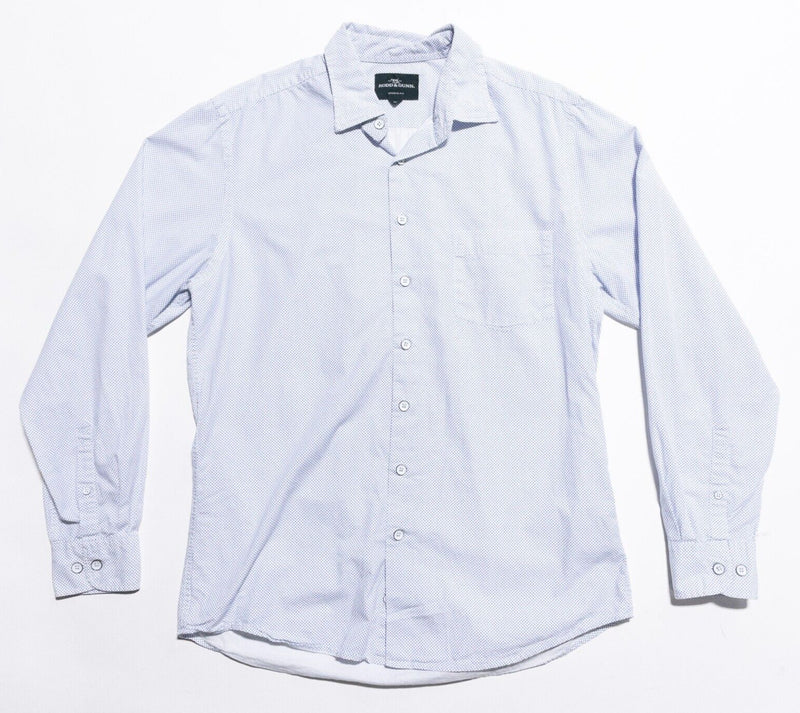 Rodd & Gunn Shirt Men's Medium Sports Fit Polka Dot White Blue Long Sleeve
