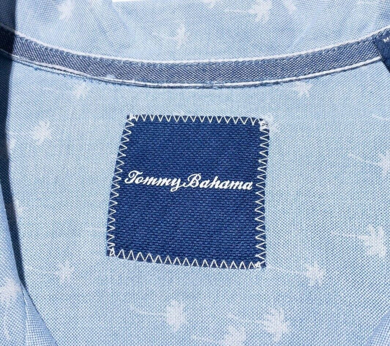 Tommy Bahama 2XB Silk Shirt Men's Hawaiian Camp Palm Floral Print Blue 2XL Big