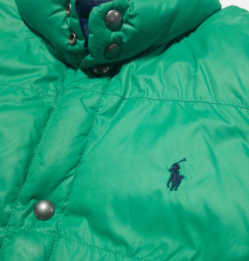 Polo Ralph Lauren Boy's XL (18-20) Down Reversible Green Blue Bubble Puffer Vest