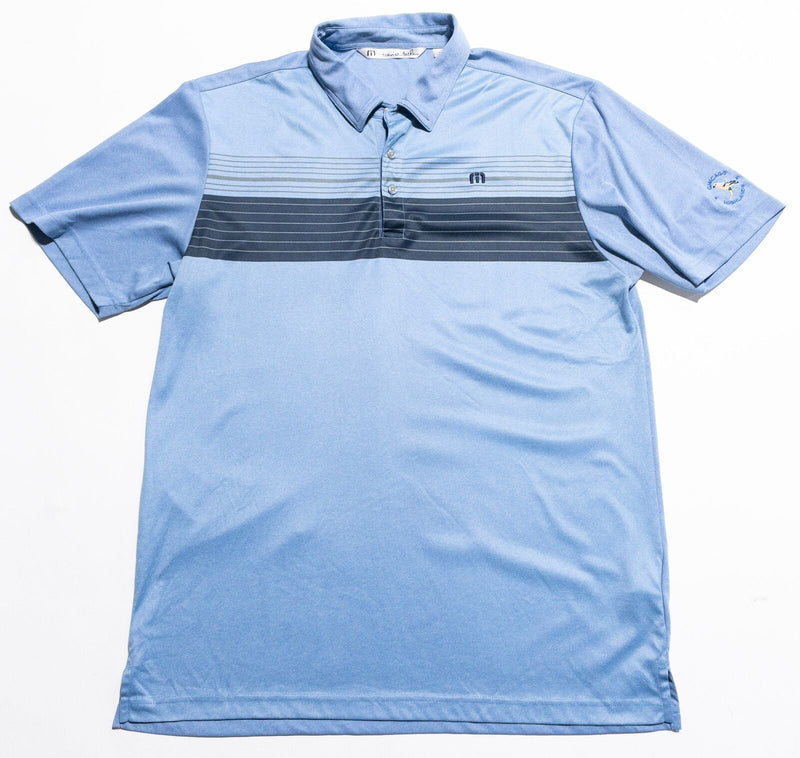 Travis Mathew Polo Men's XL Golf Shirt Blue Striped Wicking Chicago Highlands