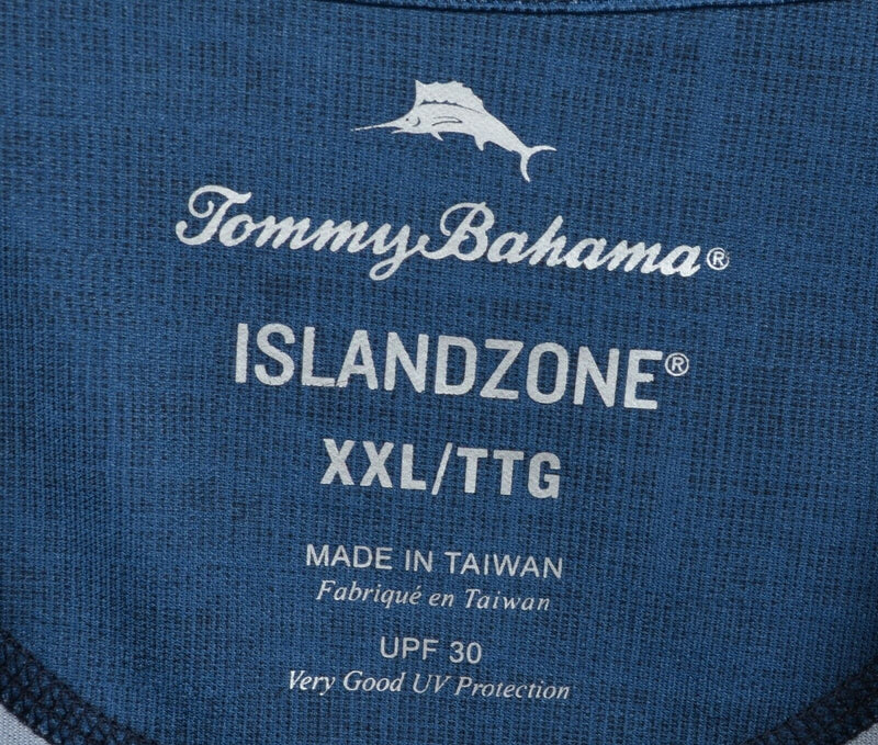 Tommy Bahama Island Zone Men's 2XL Floral Blue Polyester Wicking Polo Shirt