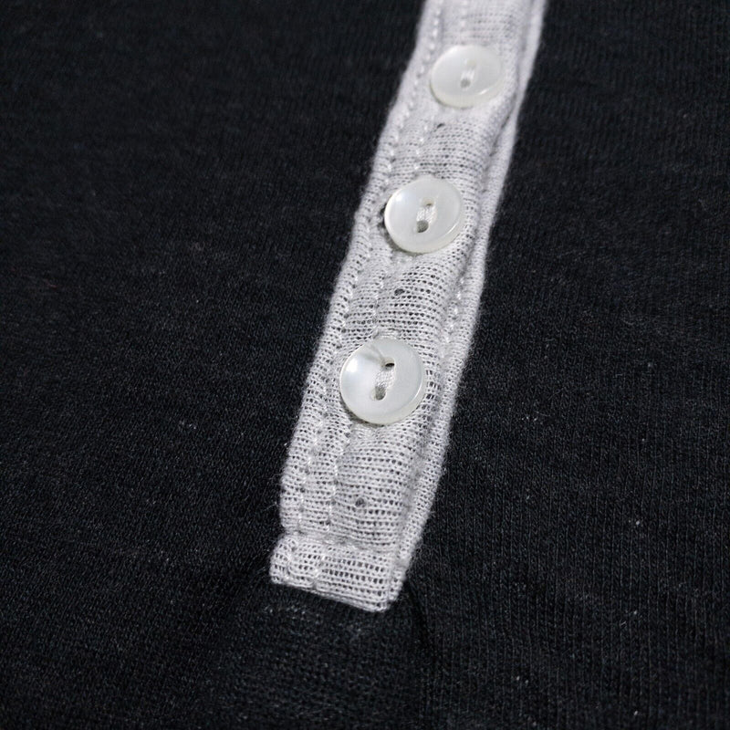 Carbon 2 Cobalt Henley Shirt Women's XL Long Sleeve 3-Button Black V-Neck