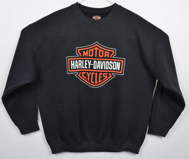 Vintage Harley-Davidson Men's XL Bar & Shield Logo Black Crewneck Sweatshirt