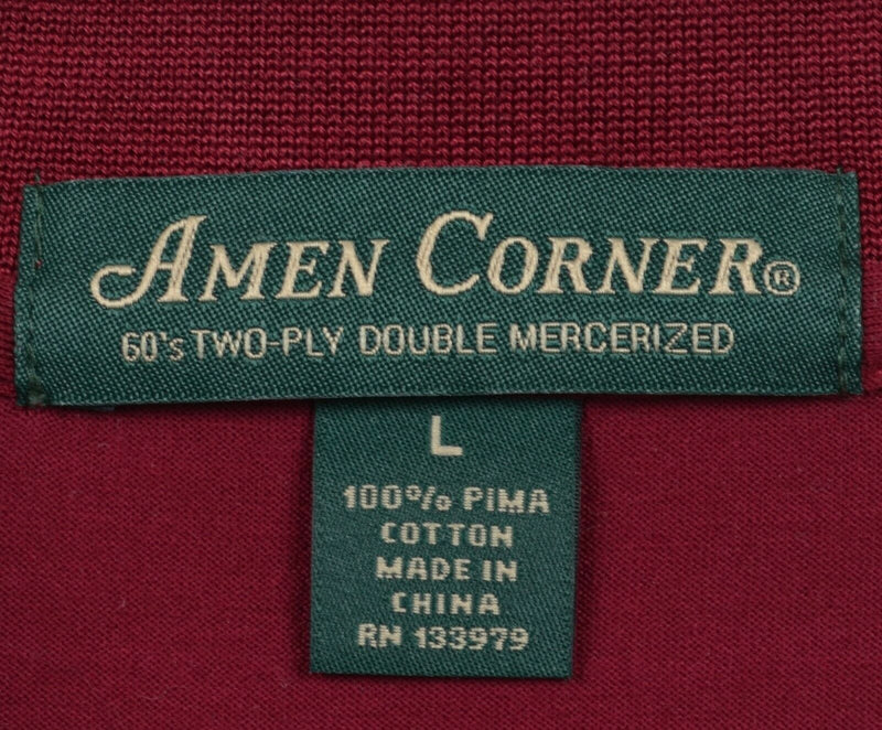 Amen Corner Men's Large Masters Golf Red Striped Pima Cotton Golf Polo Shirt