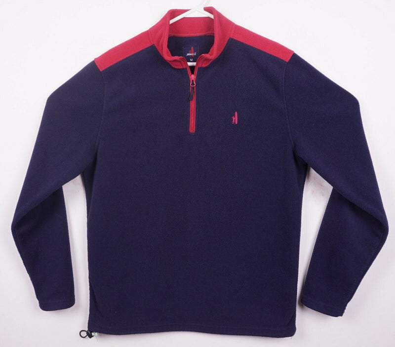 Johnnie-O Fleece Jacket Men's Medium 1/4 Zip Navy Blue Red Surfer Logo