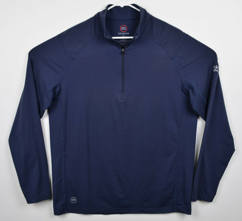 Travis Mathew Men's XL 1/4 Zip Heather Navy Blue Golf Lightweight Jacket