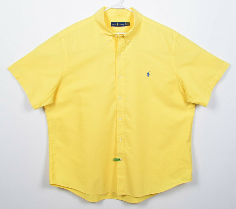 Polo Ralph Lauren Men's 2XL Solid Yellow Pony Short Sleeve Button-Down Shirt