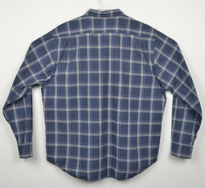 Bonobos Men's 2XL Standard Fit Blue Gray Plaid Long Sleeve Button-Down Shirt