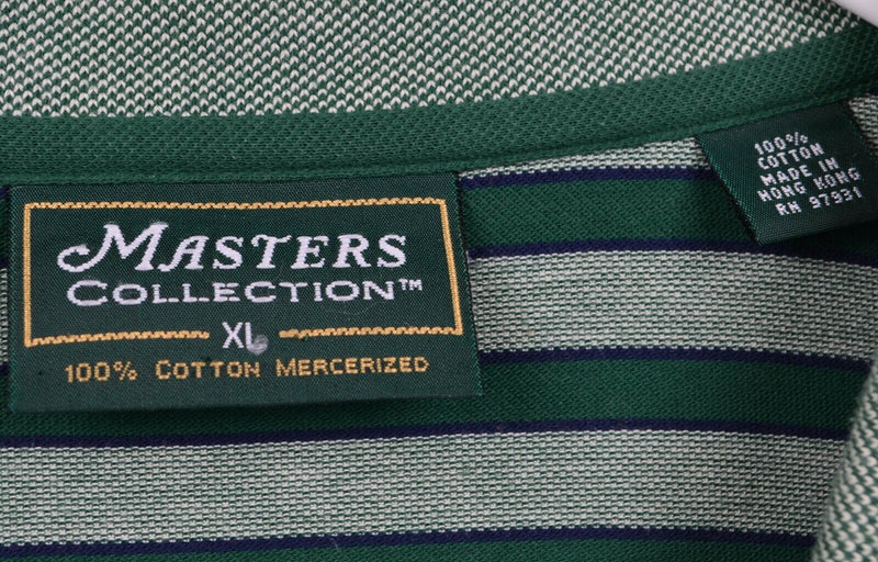 Masters Collection Men's Sz XL Masters Golf Green Gray Striped Polo Shirt