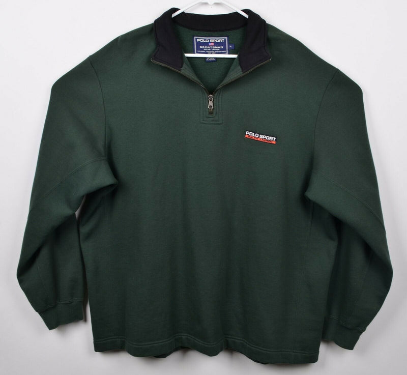 Vtg 90s Polo Sport Ralph Lauren Men's Sz XL Dark Green Logo Fleece Pullover