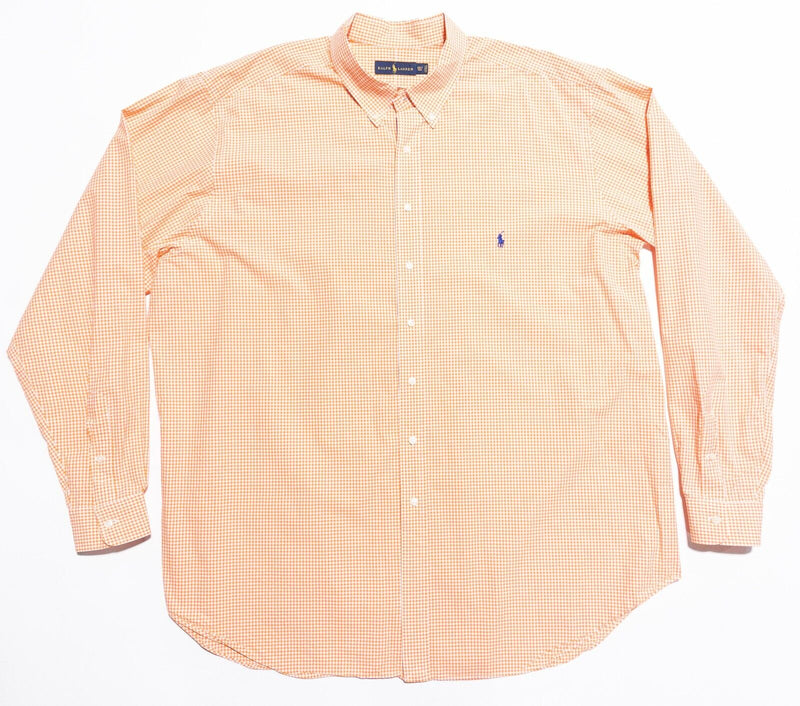 Polo Ralph Lauren Shirt Men's 3XLT Tall Long Sleeve Button-Down Orange Check