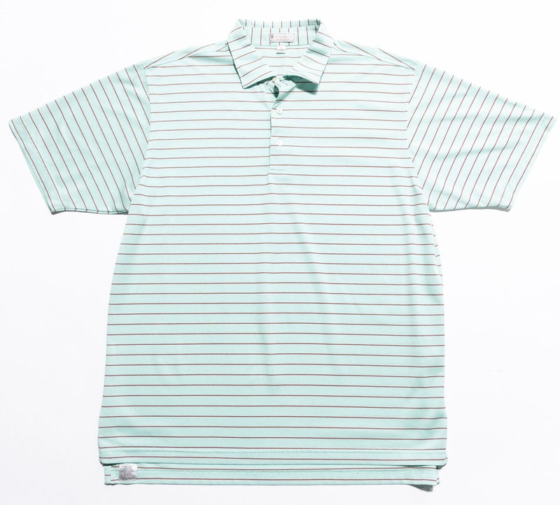 Peter Millar Summer Comfort Polo XL Men's Shirt Mint Green Striped Wicking Golf