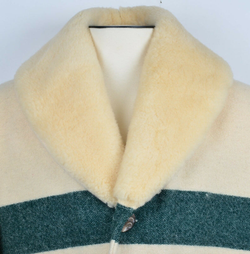 Vintage Woolrich Men's 44 (XL) Hudson Bay Blanket Shearling Collar Wool Coat