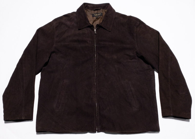 Golden Bear Leather Suede Jacket Men's XL Full Zip Collared Vintage Brown