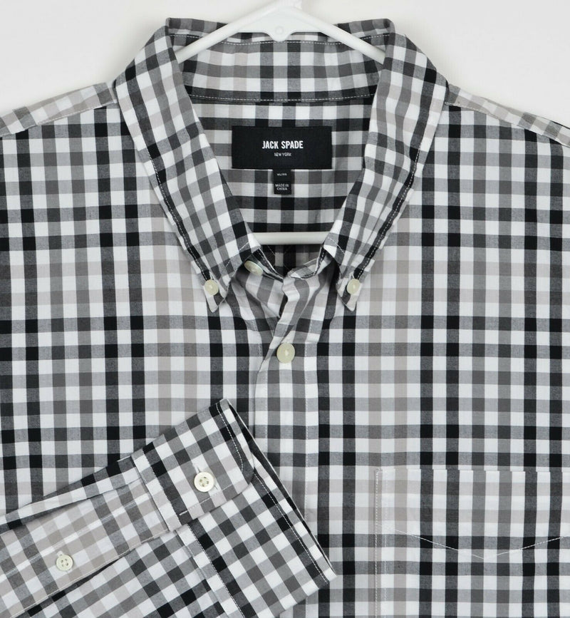 Jack Spade Men's Sz XL Black Gray Plaid Check Long Sleeve Shirt