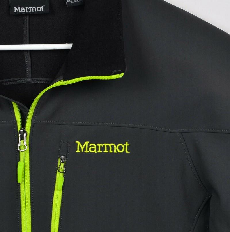 Marmot Men's Sz Large Gray Neon Green Full Zip Gravity M1 Softshell Jacket