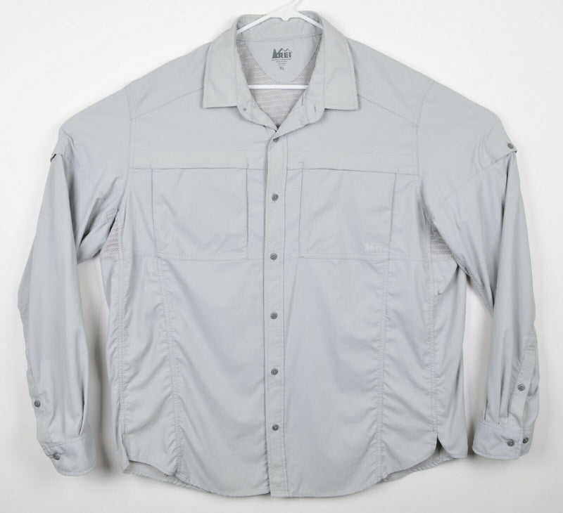 REI Men's Sz XL Gray Vented Hiking Fishing Outdoors Long Sleeve Shirt