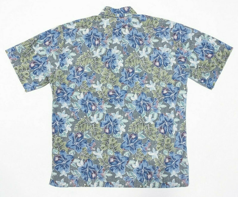 Reyn Spooner Large Hawaiian Shirt Men's Floral Blue Green Aloha Button-Front