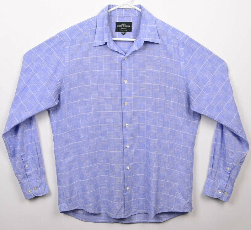 Rodd & Gunn Men's Medium Sports Fit Blue Check Woven in Italy Button-Front Shirt
