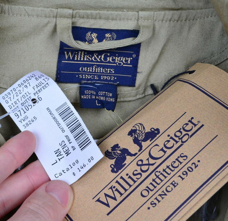 Vintage Willis & Geiger Men's Large Bush Poplin Safari Hunting Zip Hooded Jacket