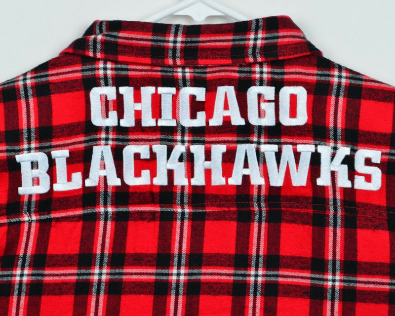 Chicago Blackhawks Men's Sz XL NHL Klew Red Plaid Button-Front Flannel Shirt