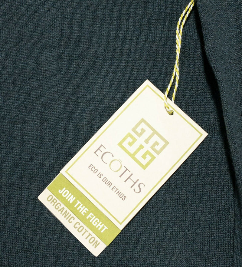 Ecoths Men's XL Dark Green Merino Wool Blend Atticus 1/4 Zip Pullover Sweater