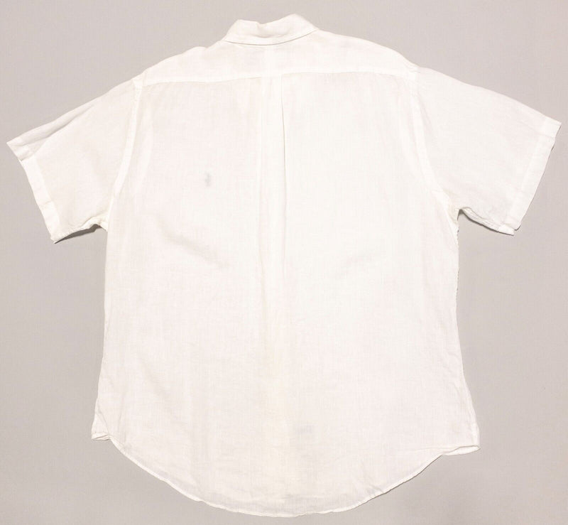 Polo Ralph Lauren Linen Shirt XL Men's Solid White Button-Down Short Sleeve Pony