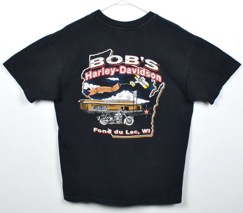 Harley-Davidson Men's Large Gears Chrome Spark Double-Sided 90s Pocket T-Shirt
