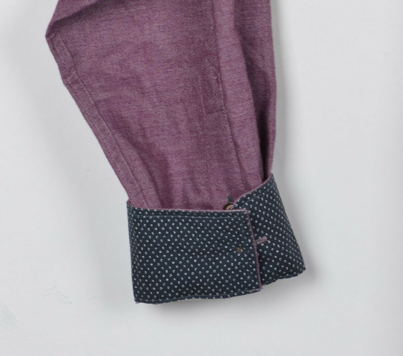Ted Baker London Men's 4 (L) Flip Cuff Burgundy Purple/Red Button-Front Shirt