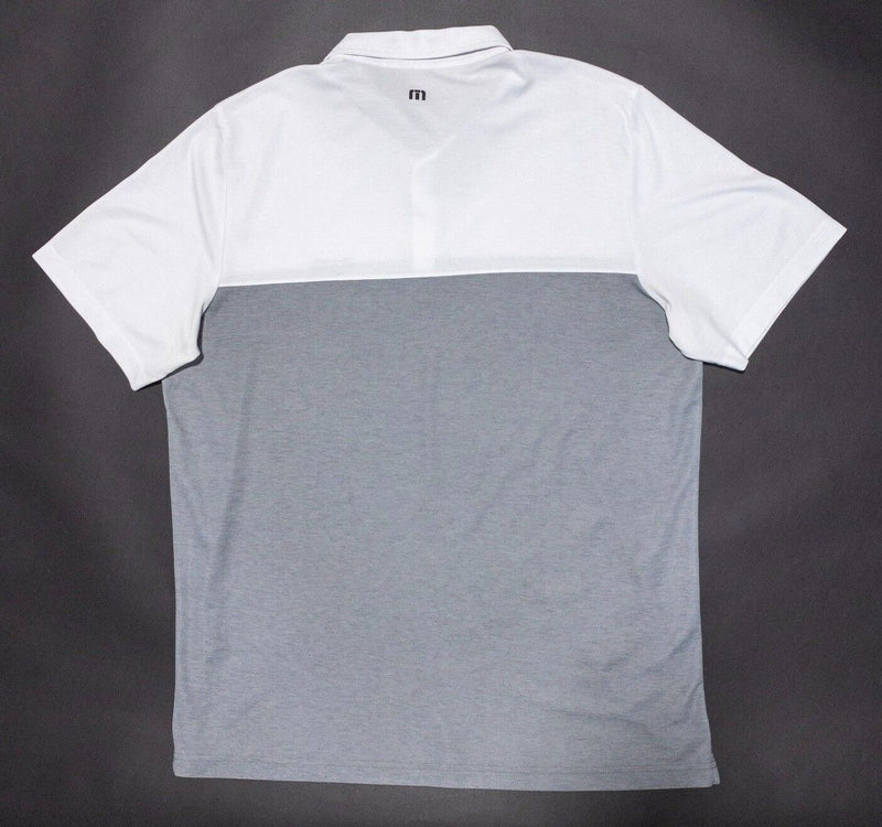 Travis Mathew Polo XXL Men's Golf Shirt Wicking White Gray Two-Tone Logo 2XL