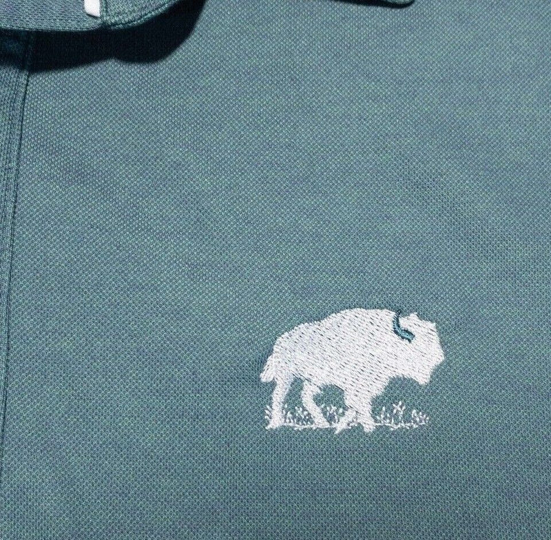 Travis Mathew Polo Large Men's Shirt Golf Solid Green Bison Logo Wicking