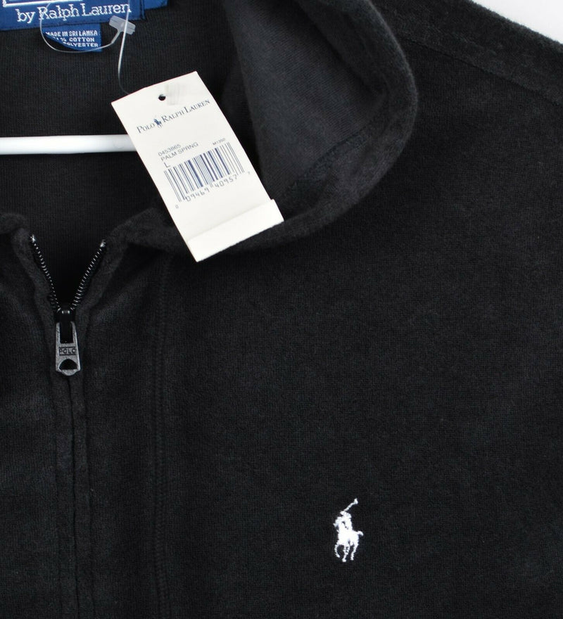 Polo Ralph Lauren Men's Large Terry Cloth Black Palm Spring Hooded Jacket
