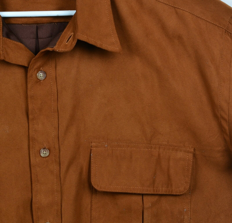Orvis Men's Sz XL Suede Style Brown Sporting Long Sleeve Button-Front Shirt NWOT