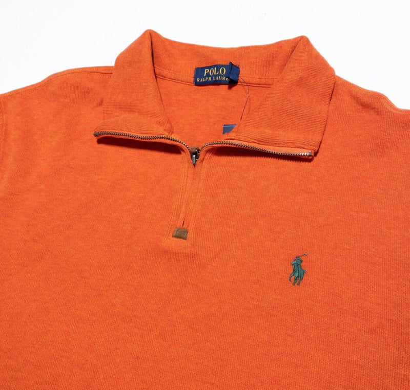 Polo Ralph Lauren Sweater Men's XL Orange 1/4 Zip Pullover Knit Sweatshirt