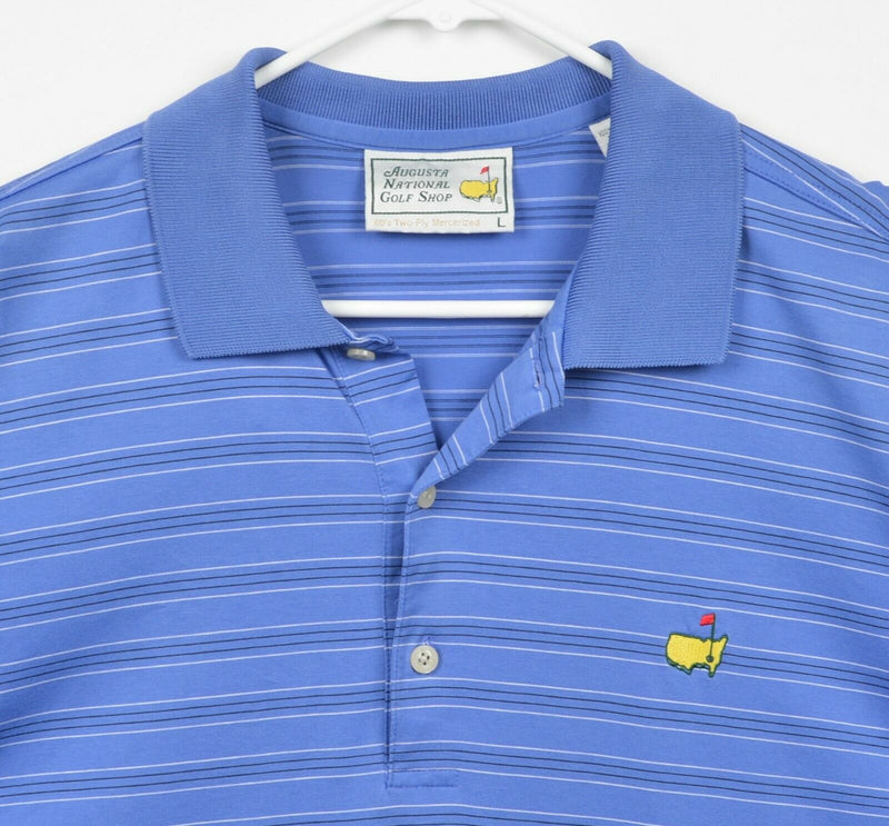 Augusta National Golf Shop Men's Sz Large Masters Logo Blue Golf Polo Shirt