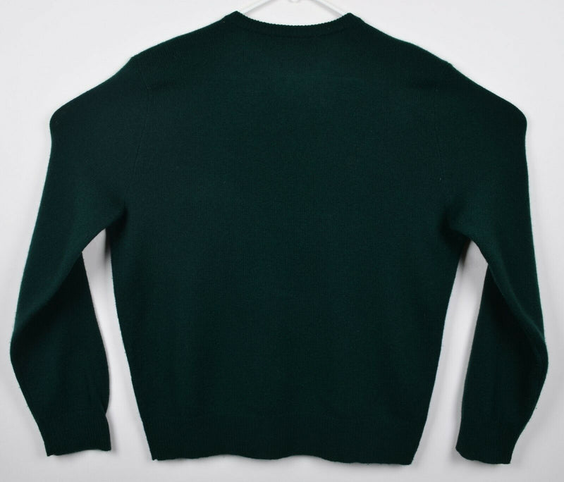 Polo Ralph Lauren Men's Medium 100% Lambswool V-Neck Dark Green Pullover Sweater