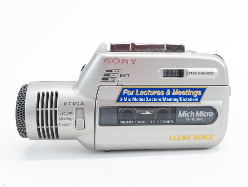 Sony Micro Cassette Voice Recorder M-100MC Mic'n Micro Handheld Gray Tested