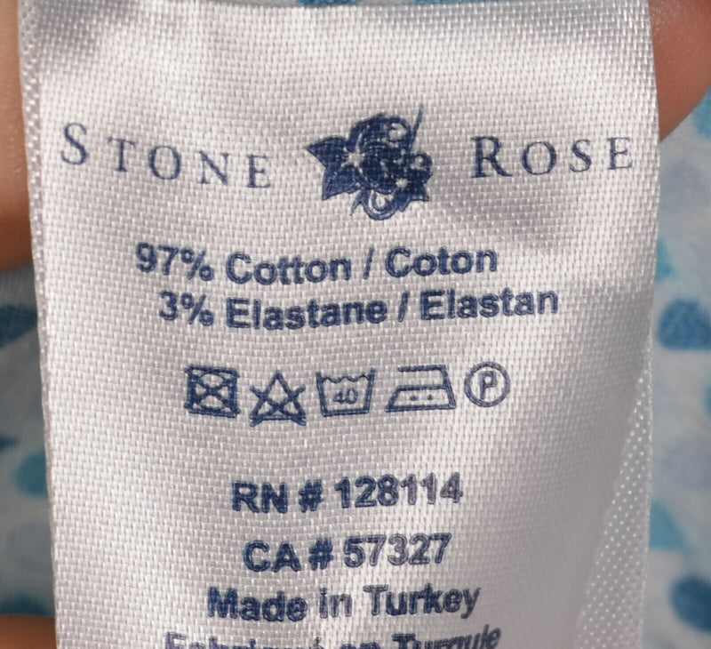 Stone Rose Men's Large Blue Geometric Dot Flip Cuff Button-Front Shirt