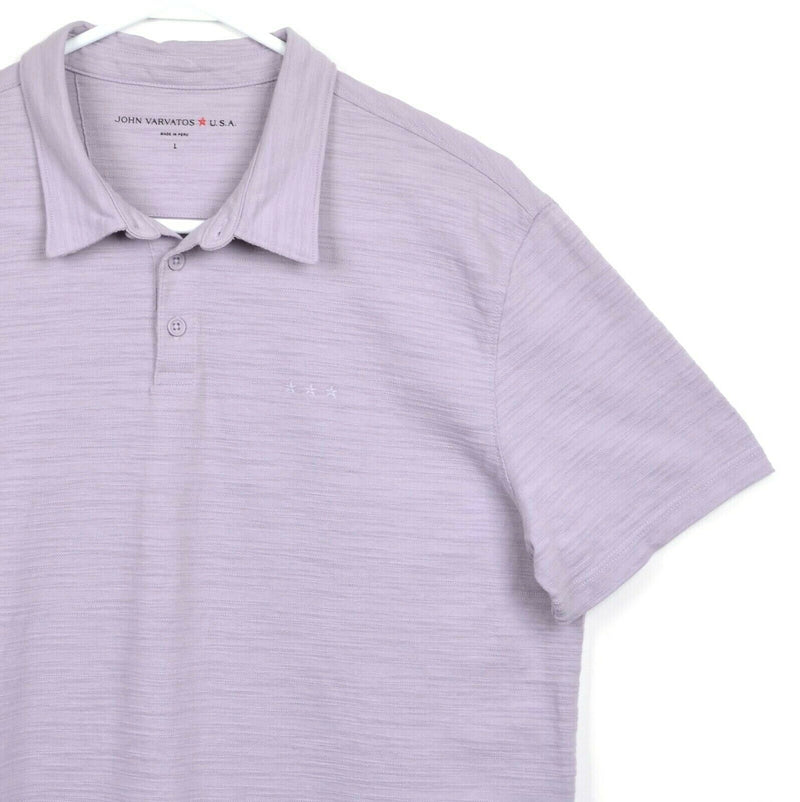 John Varvatos USA Men's Large Lavender Purple Three Stars Embroidered Polo Shirt