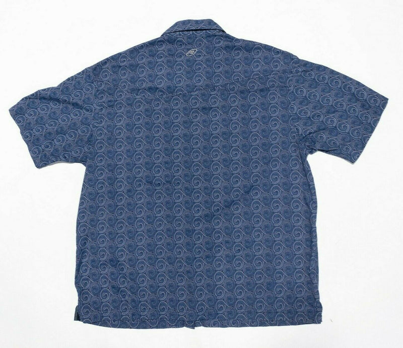 Cloudveil XL Men's Shirt Nylon Wicking Blue Swirl Short Sleeve Button-Front
