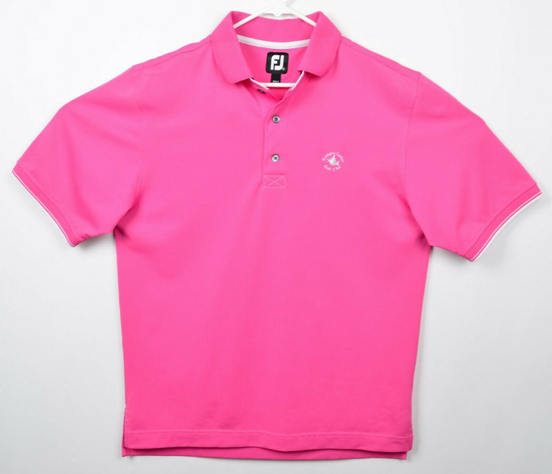 FootJoy Men's Sz Medium Hot Pink Golf Polo Shirt Kemper Lakes Golf Club