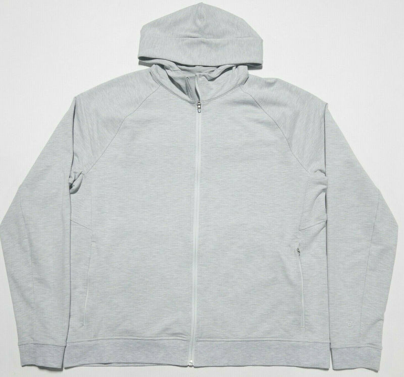 Lululemon Men's 2XL Heather Gray Full Zip Athleisure Stretch Hoodie Sweatshirt