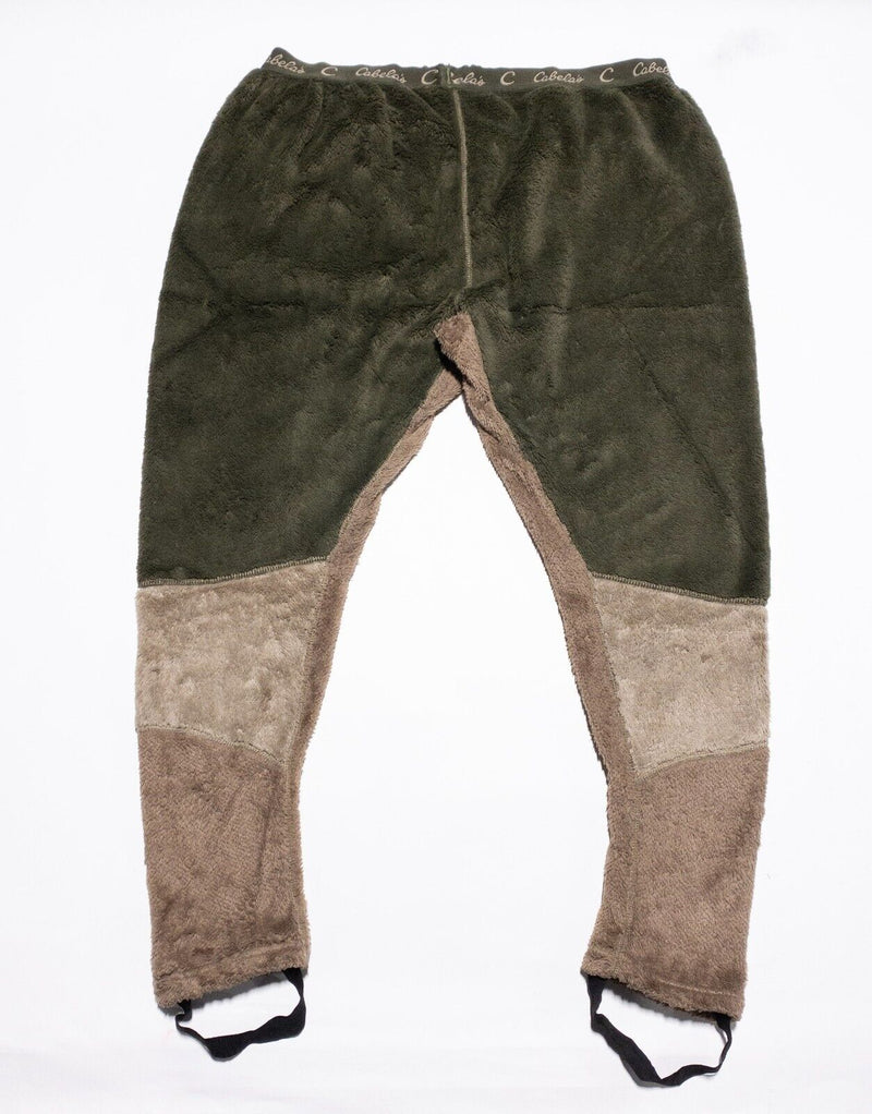 Cabela's Sherpa Fleece Pants Men's 2XL Polartec Base Layer Stirrup Green Brown