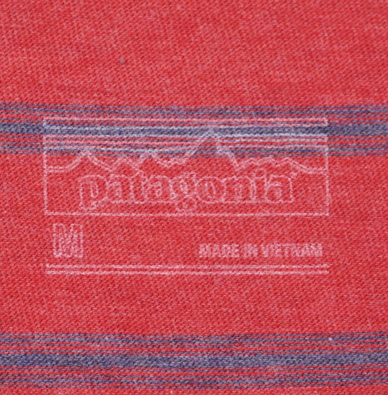 Patagonia Men's Sz Medium Red Blue Stripe Organic Cotton Pocket Polo Shirt