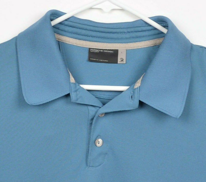 Adidas x Porsche Design Sport Men's Sz Large Blue Short Sleeve Golf Polo Shirt