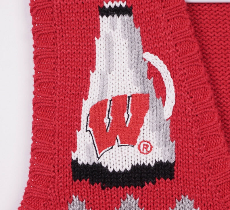 Vtg Wisconsin Badgers Women's Sz XL Football NCAA Birch Bros. Zip Sweater Vest