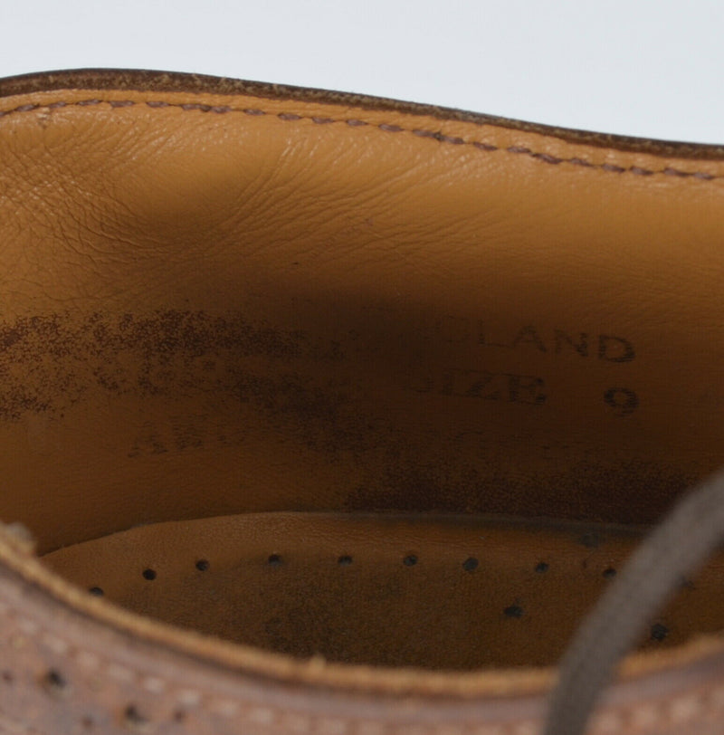 Vintage Dr Doc Martens Men 9 Wingtip Oxford Brown Leather Made in England Shoes