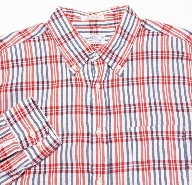 GANT Oxford Shirt XL Men's Hugger Windblown Red Blue Plaid 1973 Archive Button
